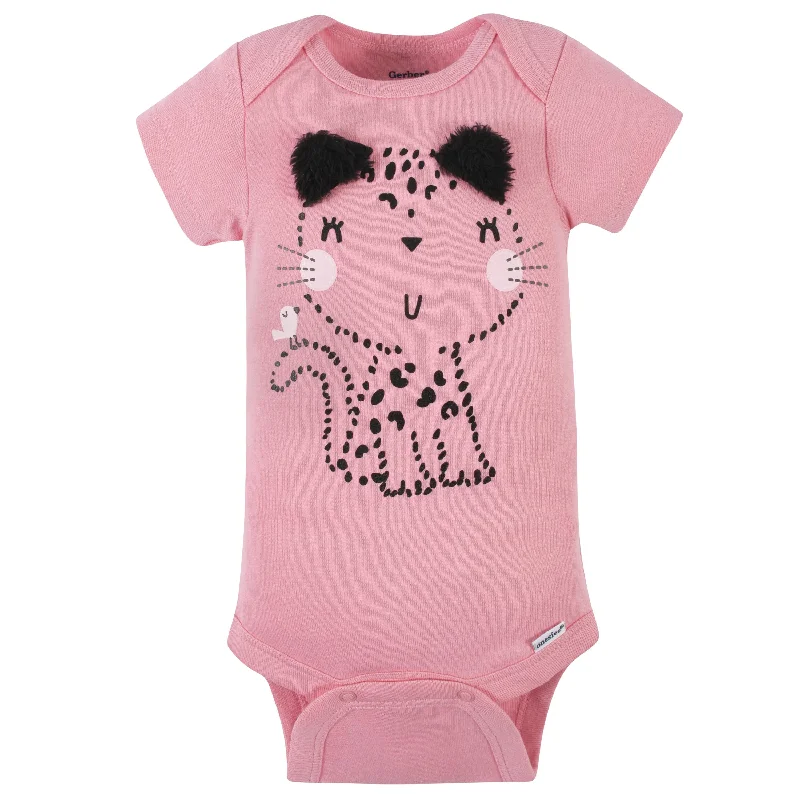 8-Pack Baby Girls Leopard Short Sleeve Onesies® Bodysuits