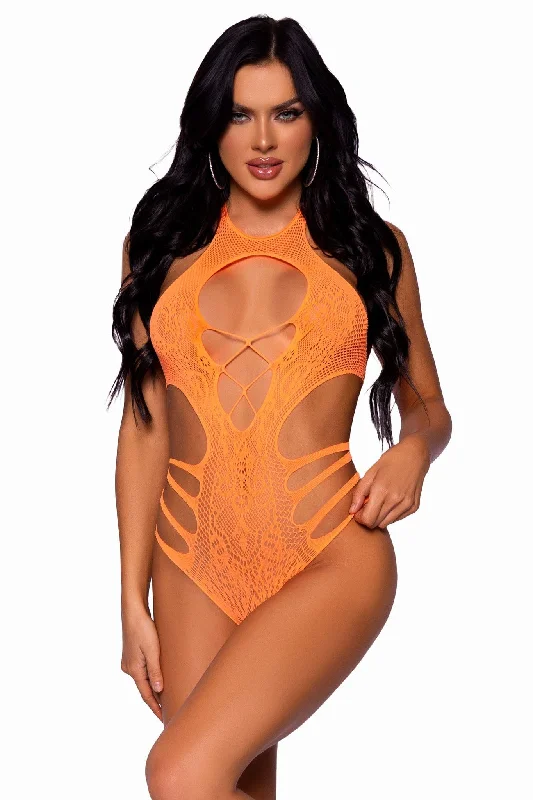 Seamless Lace Cut Out Strappy Bodysuit