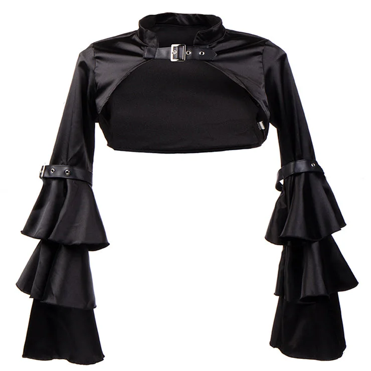 Cropped Black Satin Steampunk Shrug