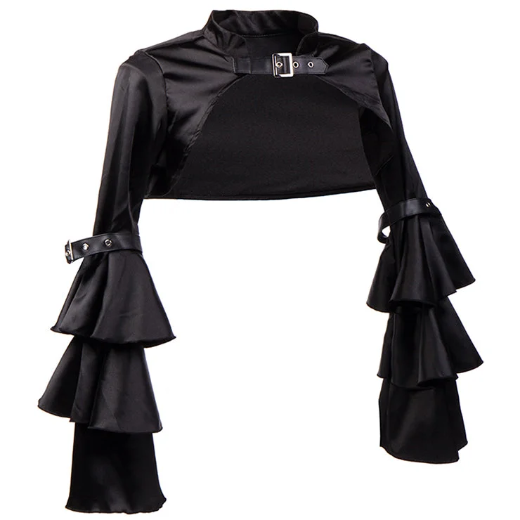 Cropped Black Satin Steampunk Shrug