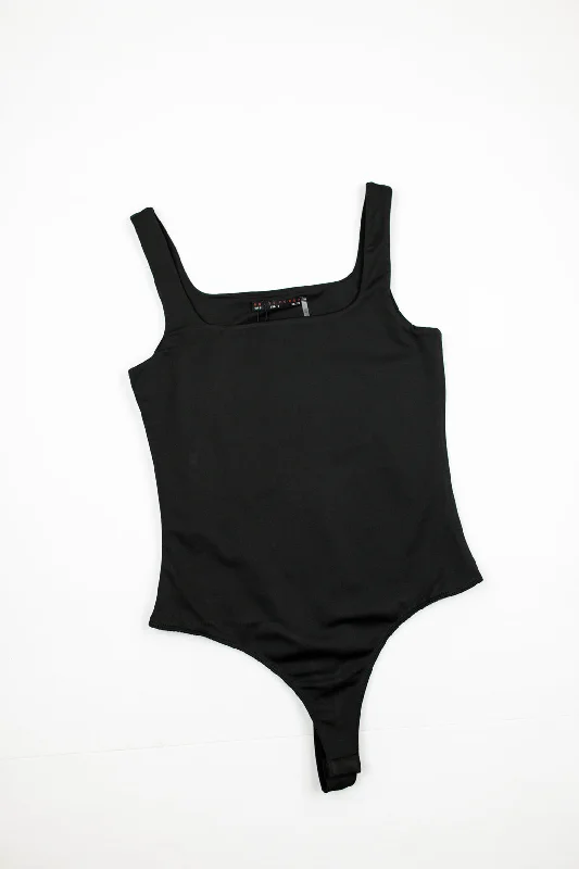 Carlie Square Neck Bodysuit | Black