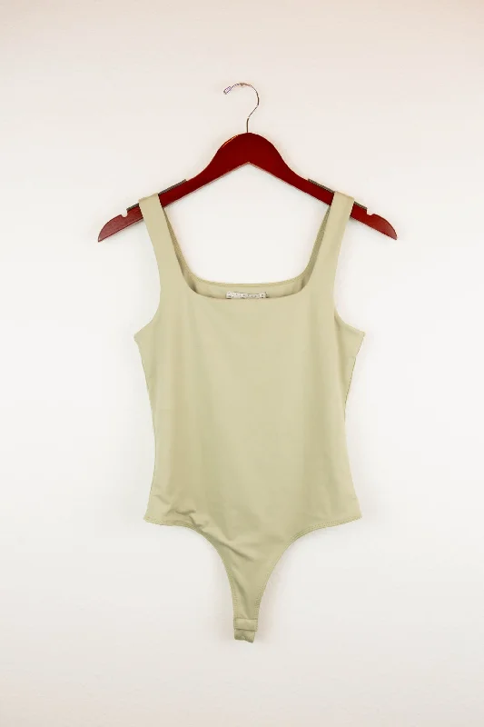 Carlie Square Neck Bodysuit | Light Sage