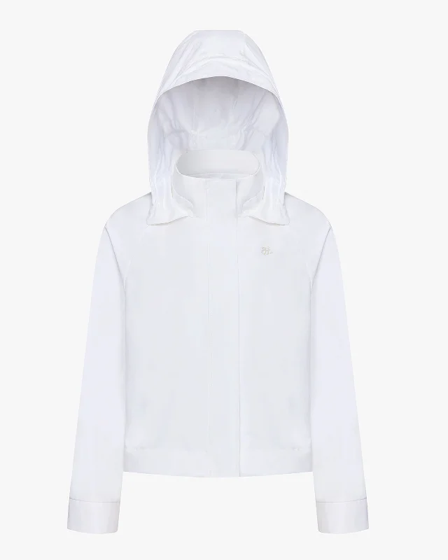 Hooded Crop Rain Jacket - White