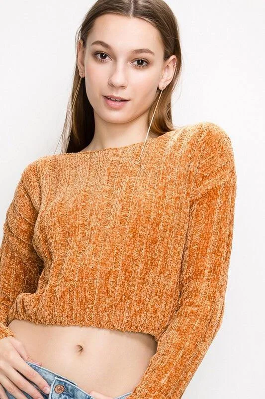 Maria, Long sleeve knitted crop sweater