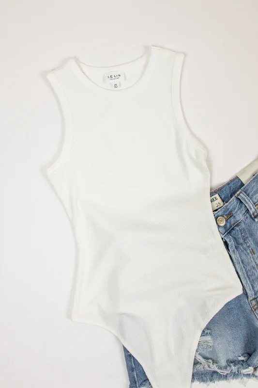 Mae Round Neck Bodysuit | White