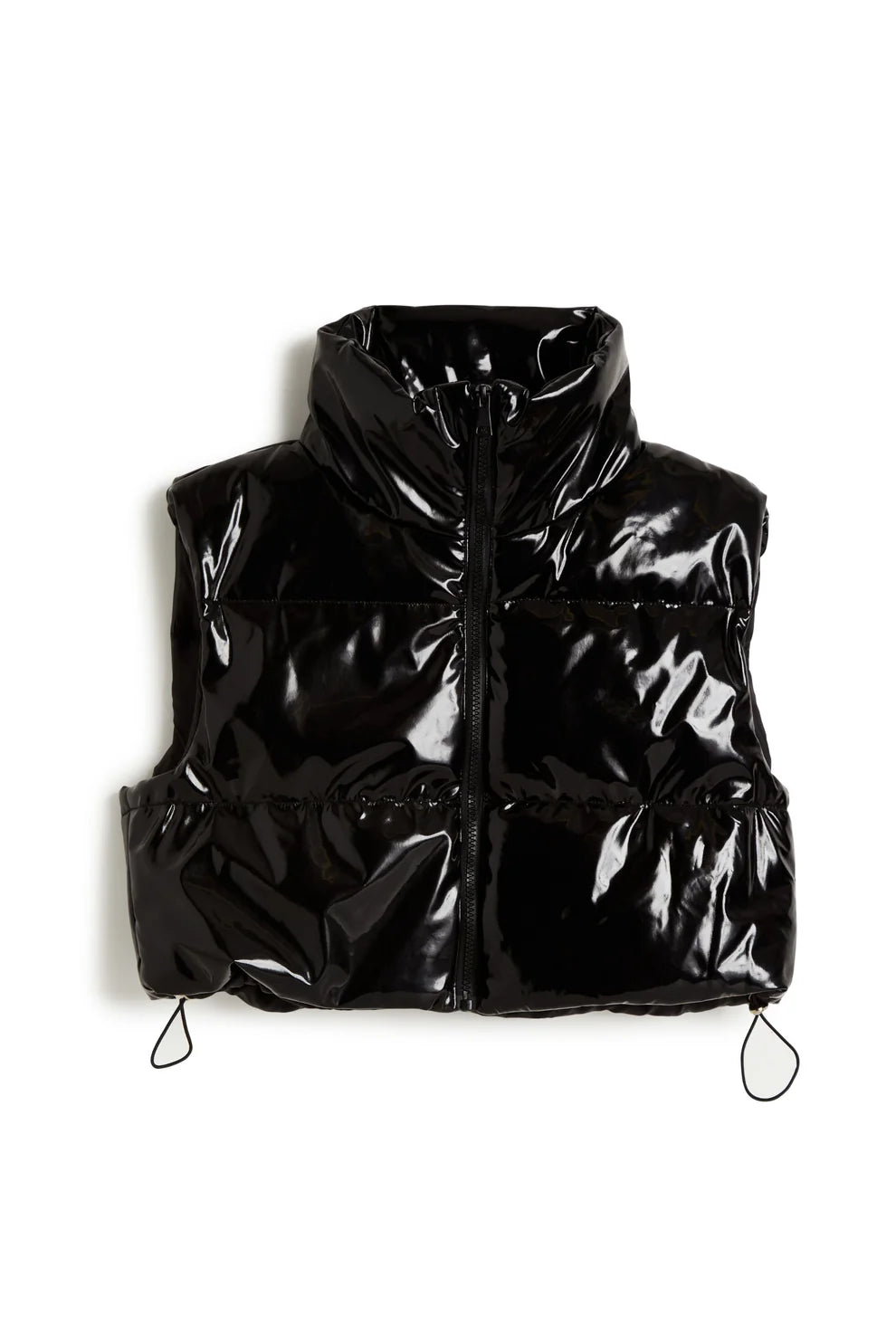 Tractr - Cropped Puffer Vest W Pull Tab - Black