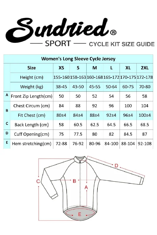 Sundried Sport Women's Black Long Sleeved Cycle Jersey