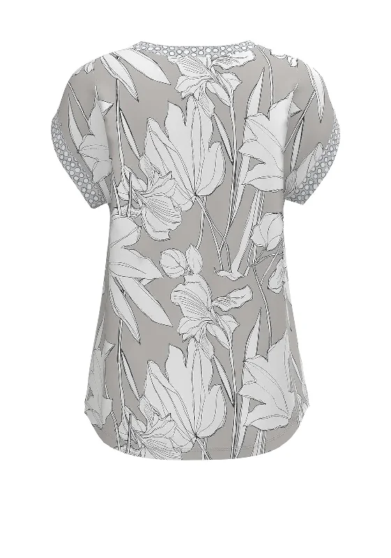 Bianca Julie Floral Tunic Top, Grey