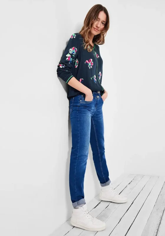 Cecil Floral Tunic Stripe Blouse, Deep Blue