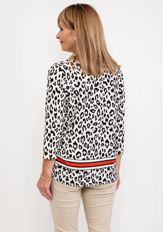 Frank Walder Leopard Print Tunic Top, White Multi