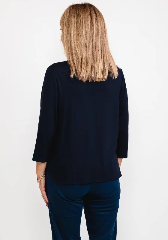 Frank Walder Tunic Neck Top, Navy