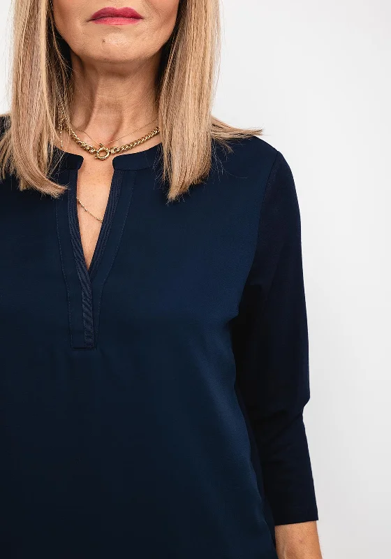 Frank Walder Tunic Neck Top, Navy