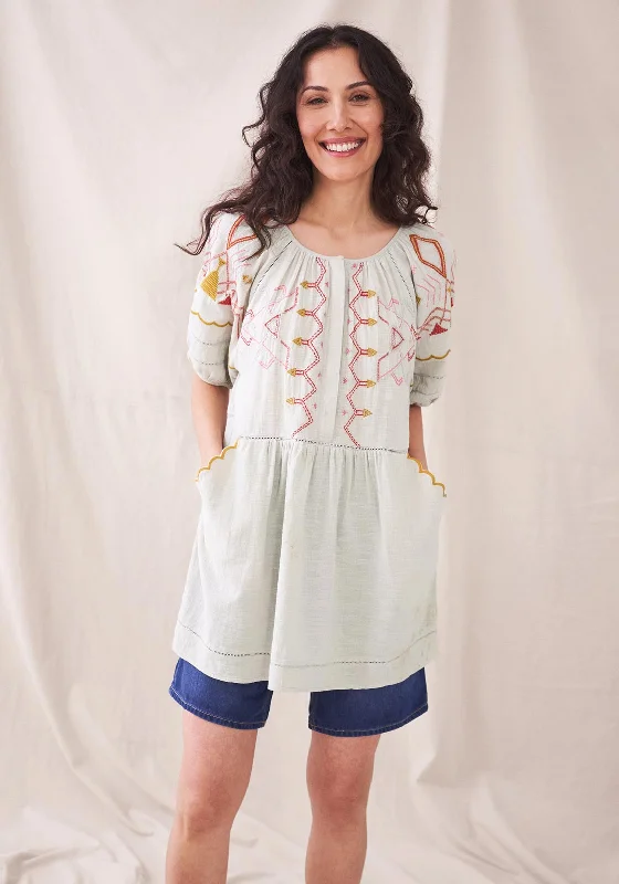 White Stuff Ottoline Embroidered Tunic, Natural Multi