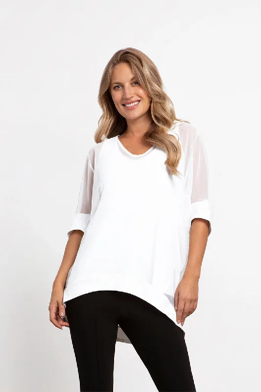 Mesh Boxy Tunic | White