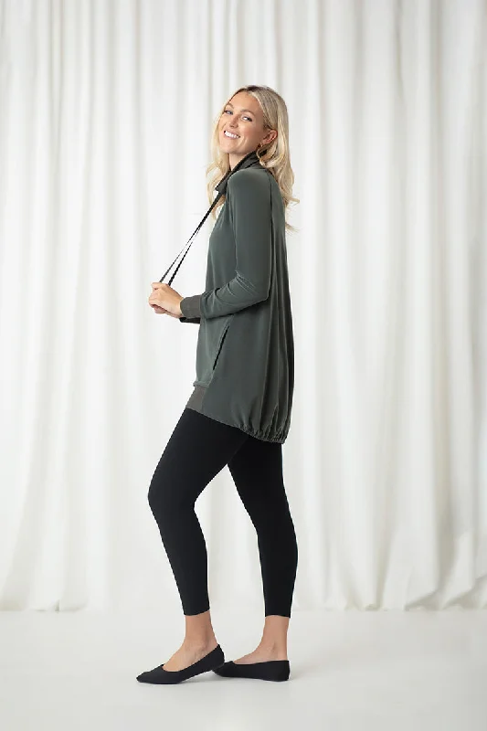 Motion Raglan Ruched Hem Tunic | Melange Olive