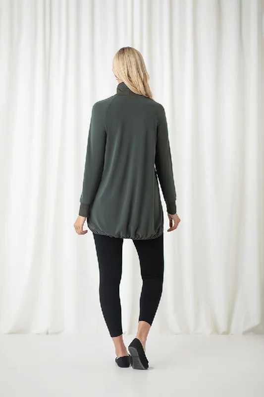 Motion Raglan Ruched Hem Tunic | Melange Olive