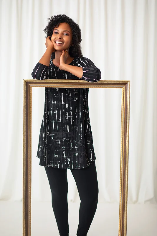 Trapeze Tunic | Drifting Lines Black